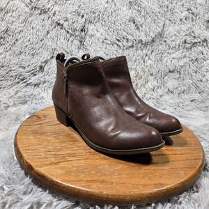 Diba Womens Size 9M Retro Brown Cutesy Chic Double Zip Ankle Boots Booties